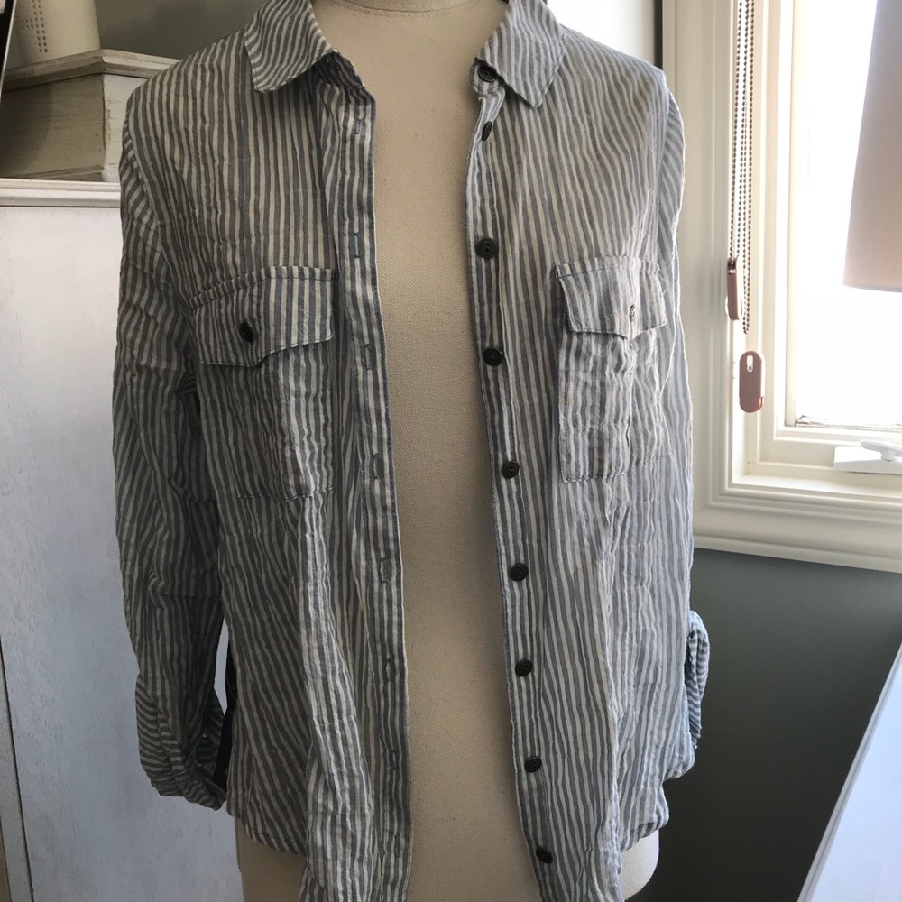 Free People Striped Button Down